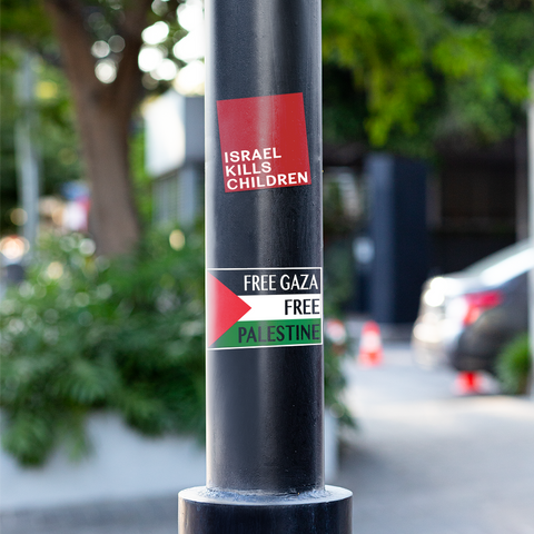 Protest stickers in public