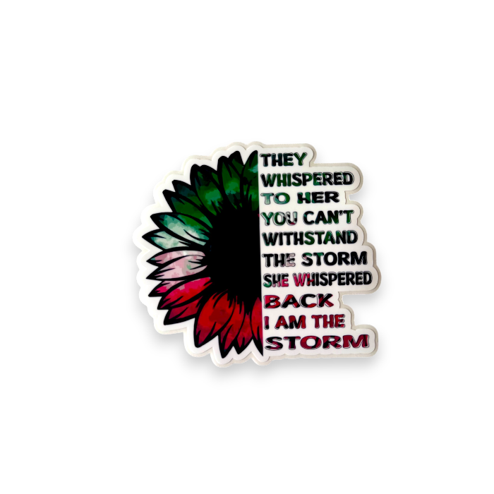 Sticker with a colorful flower design and motivational quote on a white background