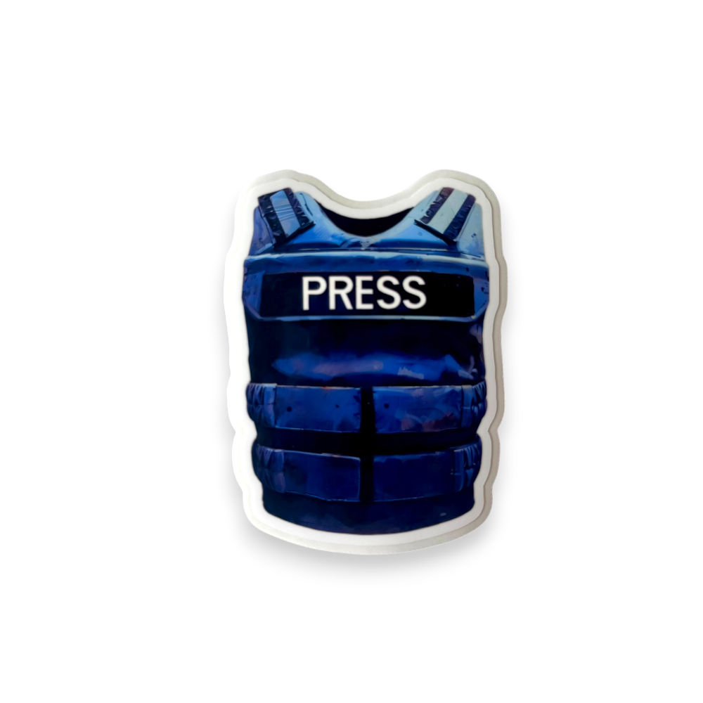 Blue press bulletproof vest on a white background