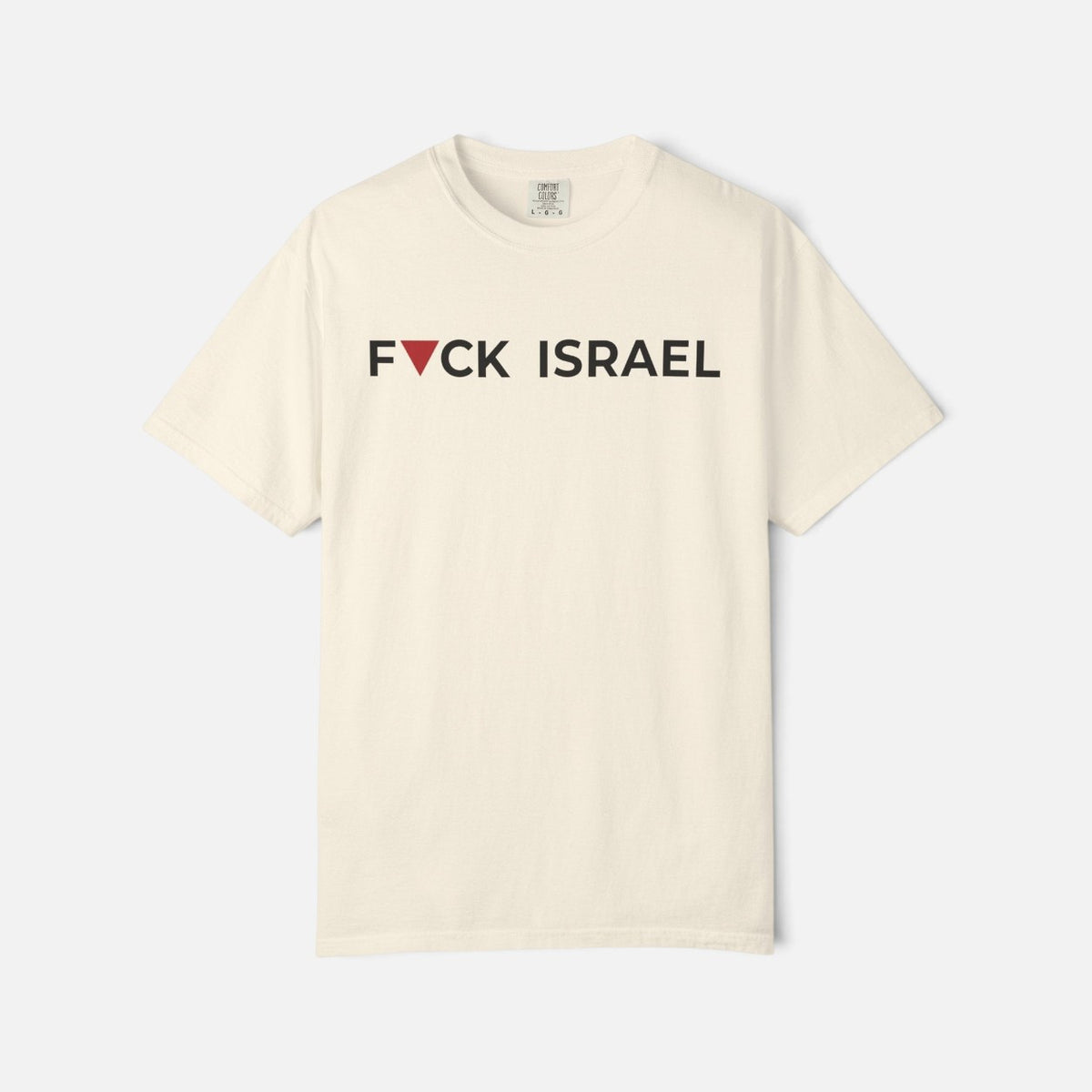 Silenced Roots heavyweight cream Comfort Colors graphic tee with black typography and a red triangle accent.